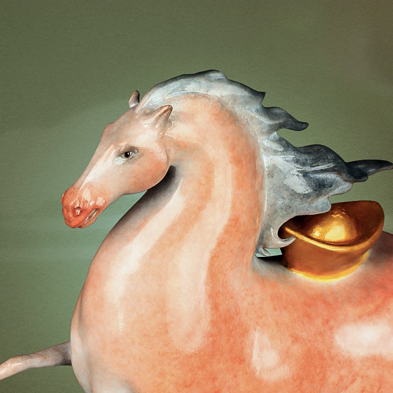 馬上有財 Enamel bronze horse