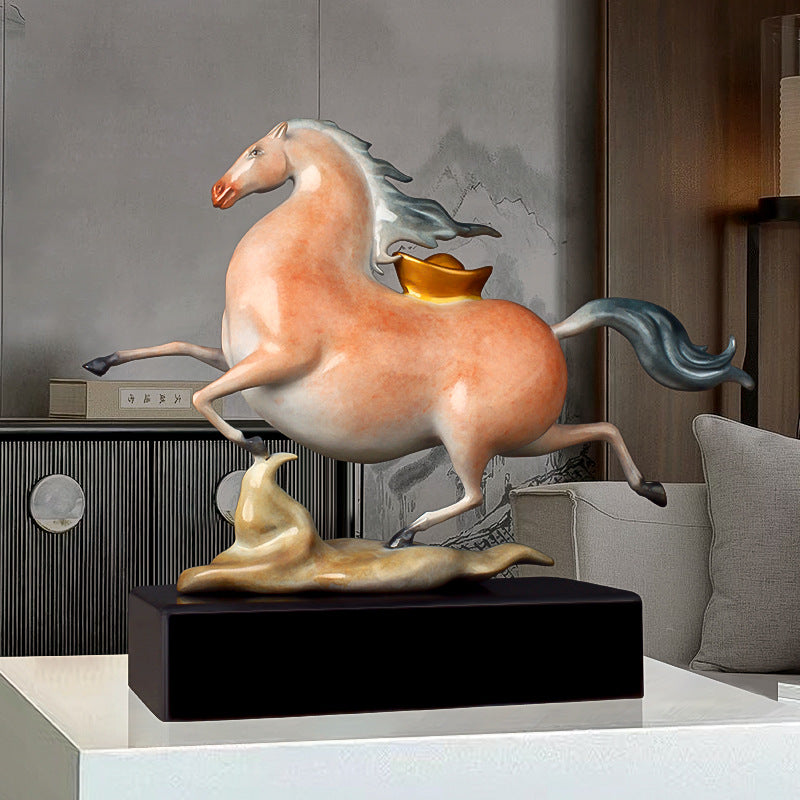 馬上有財 Enamel bronze horse