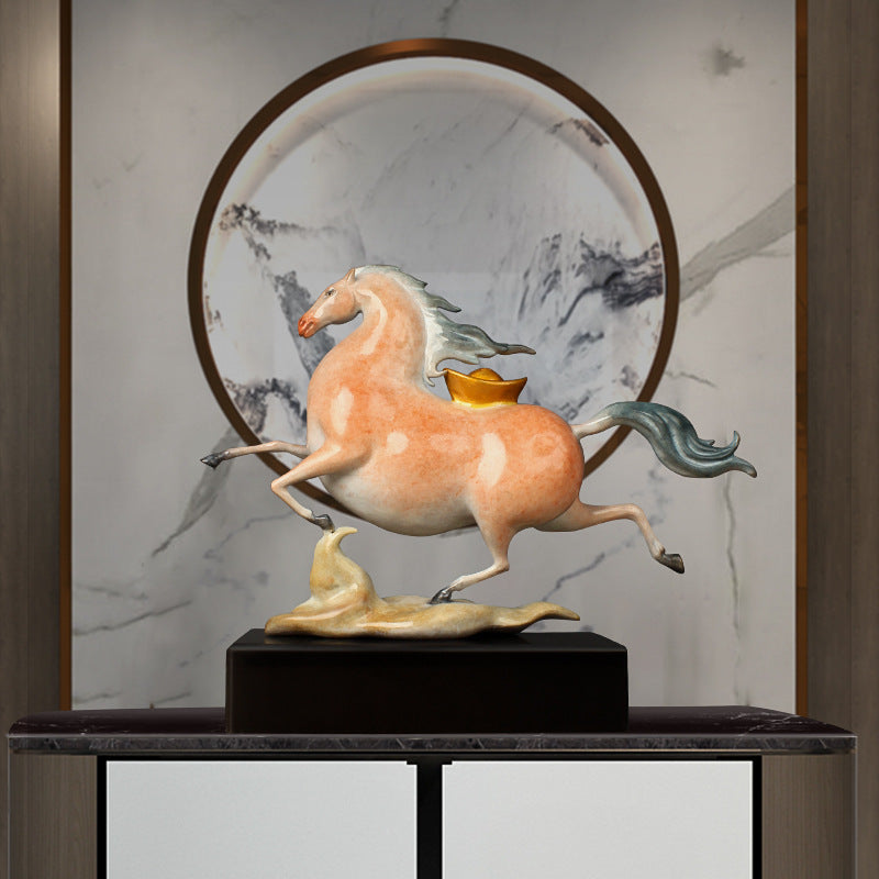 馬上有財 Enamel bronze horse