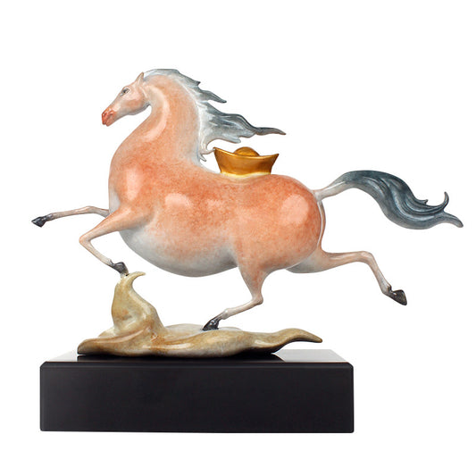 馬上有財 Enamel bronze horse